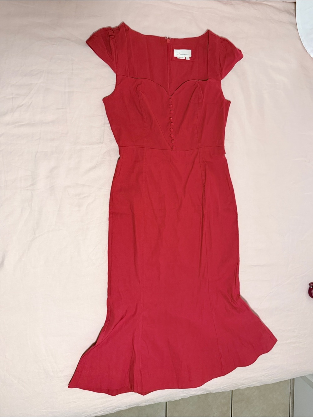 Red Fitted Midi Dress - Picture 5 of 5